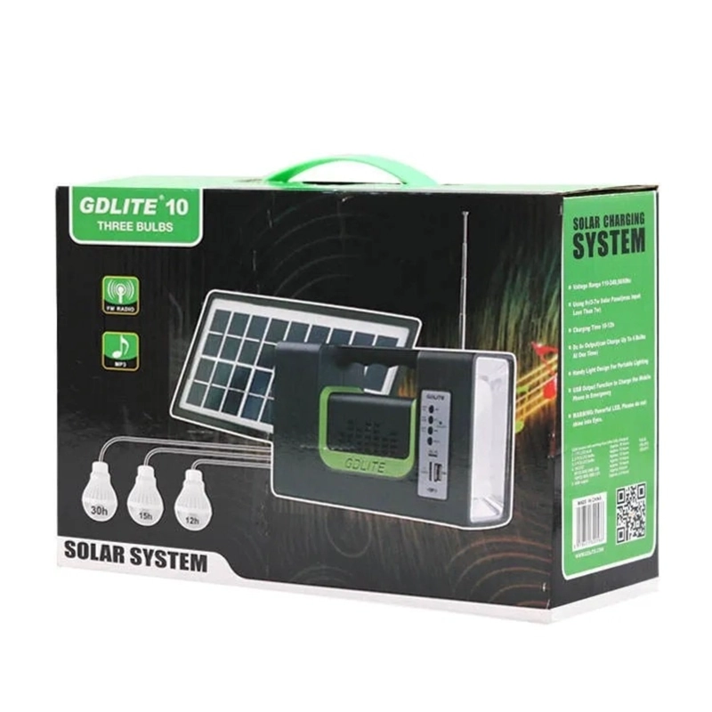 KIT EMERGENCIA CAMPING SOLAR 3 AMPOLLETAS LINTERNA+RADIO MP3 - 2