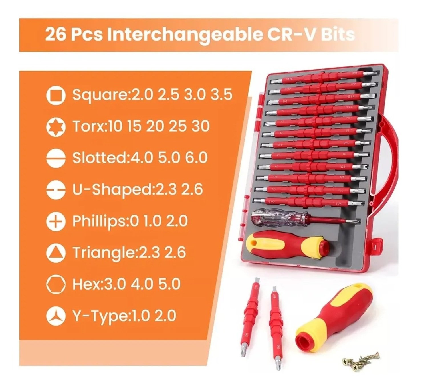JUEGO DE DESTORNILLADORES 26 EN 1, JUEGO DE ELECTRICISTA, - 2