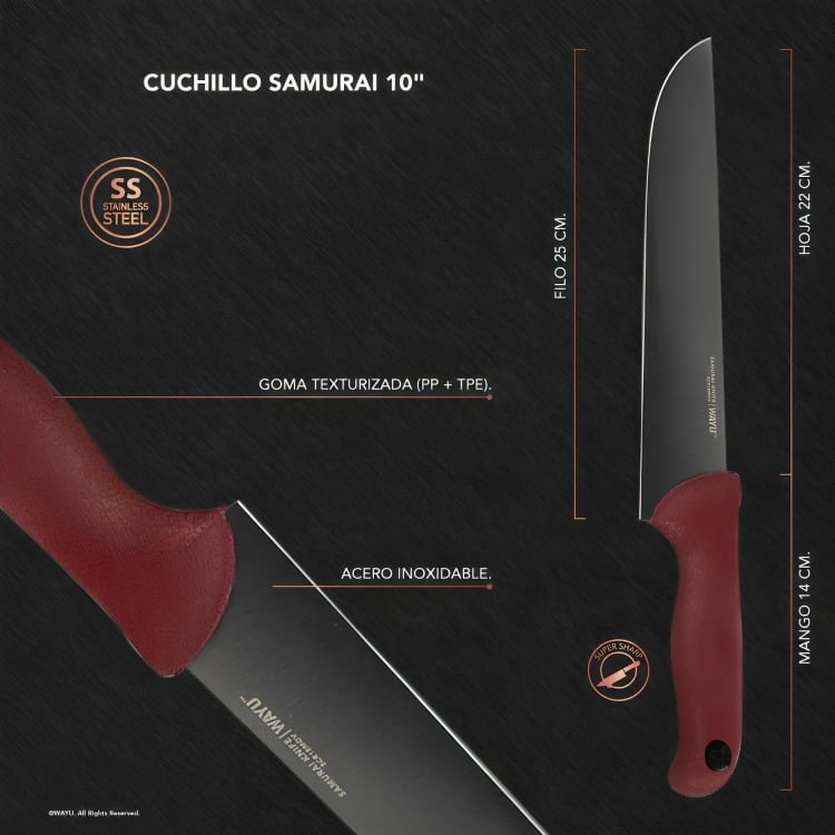 CUCHILLO SAMURAI 10 PULGADAS WAYU - 3