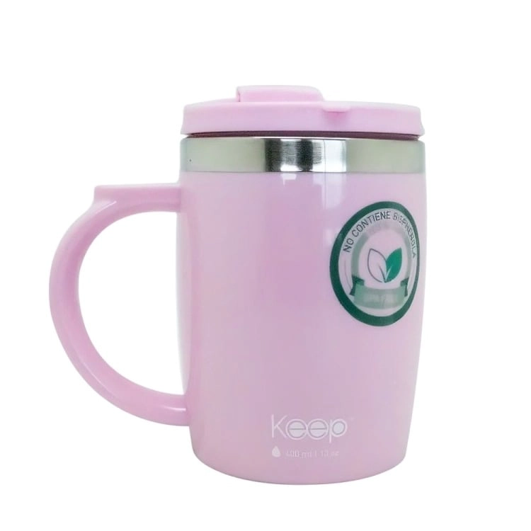 MUG TERMO KEEP COLORES  400 ML ROSA - 3