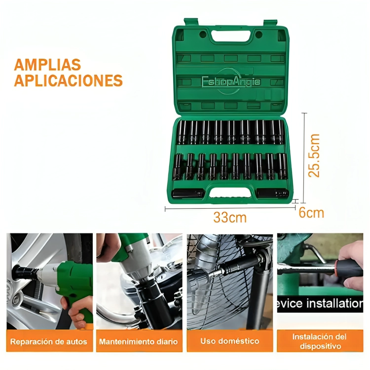 JUEGO DADOS LARGOS DE IMPACTO 8 - 32MM 20 PIEZAS - 2