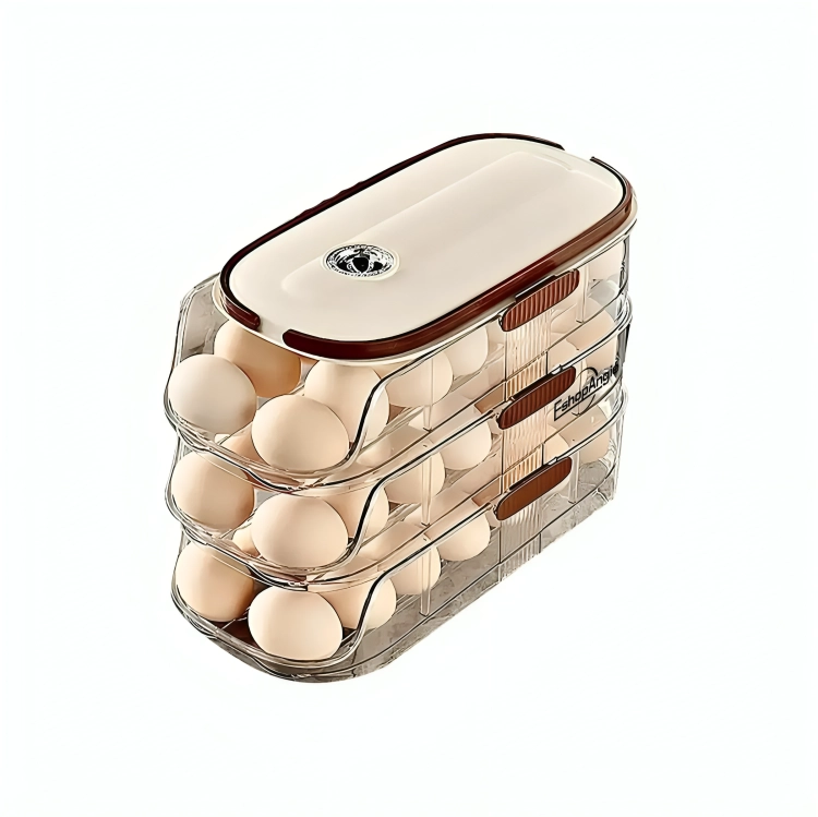 ORGANIZADOR DE HUEVO AUTOMATICO 3 NIVELES DISPENSADOR NEVERA TRANSPARENTE - 2