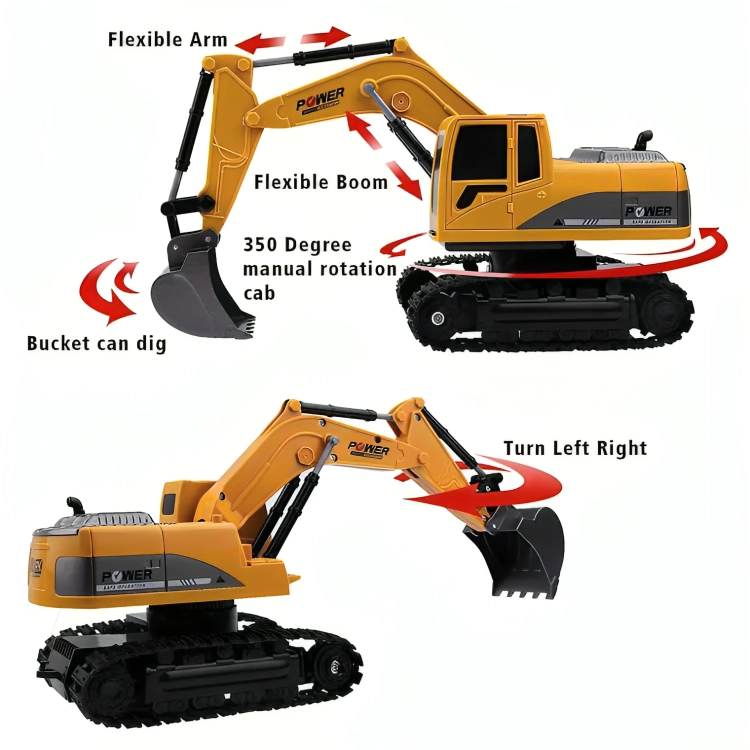 EXCAVADORA RC CONTROL REMOTO 1:24 JUGUETE RECARGABLE - 2