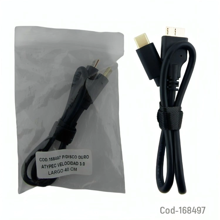 CABLE TYPE-C A DISCO DURO NEGRO VELOCIDAD 3.0 LARGO 40 CM - 2
