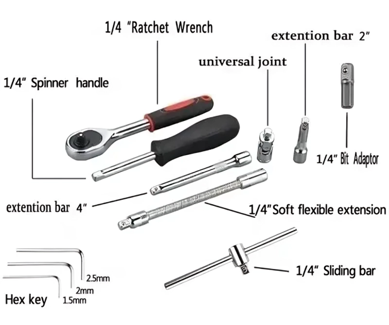 CAJA SET DE DADOS PARA AUTOS Y MOTOS 46 PCS - 1