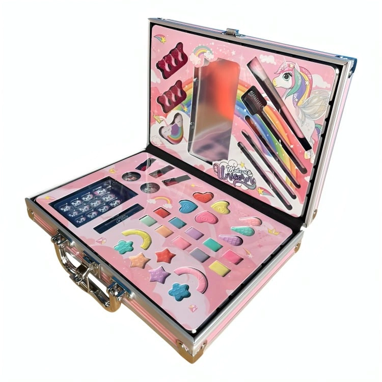 KIT DE MAQUILLAJE INFANTIL DE UNICORNIO EN MALETA - 1