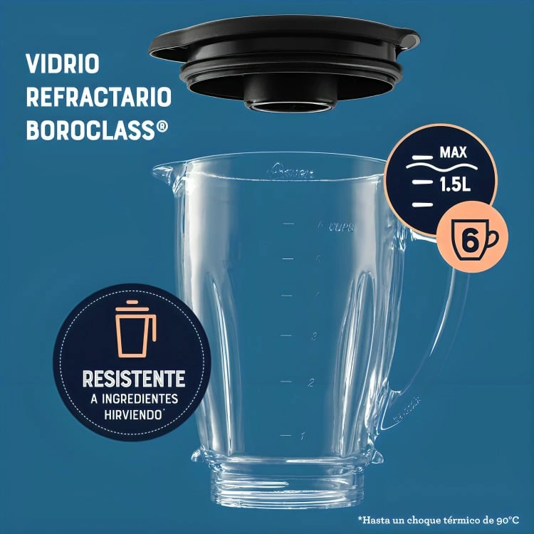 LICUADORA OSTER®  2 VELOCIDADES + PULSO, VASO DE VIDRIO 1500 ML, 800 W, NEGRO BLSTKAG-BP - 2