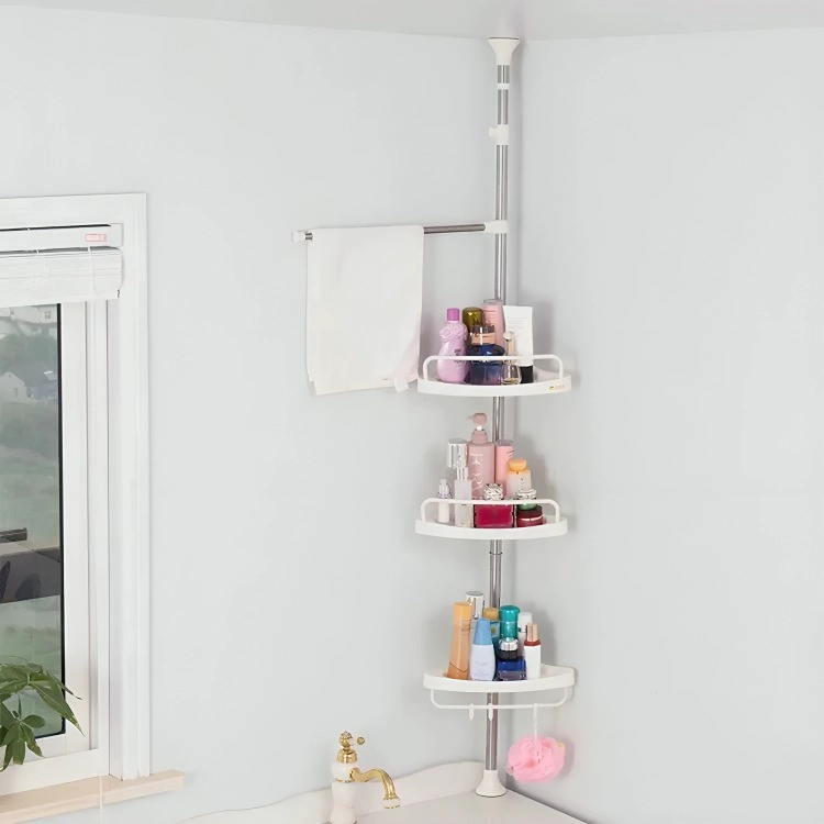 ESTANTE ESQUINERO PARA BAÑO AJUSTABLE COLOR BLANCO - 1