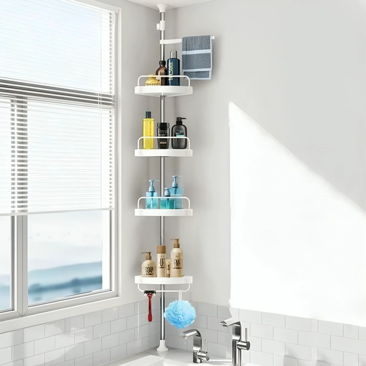 ESTANTE ESQUINERO PARA BAÑO AJUSTABLE COLOR BLANCO - 3