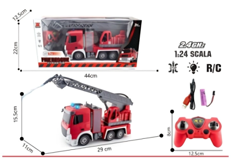 CAMION DE BOMBEROS 1:24 A CONTROL REMOTO ROJO - 2