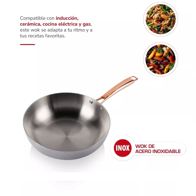 WOK CHEF DE 30 CM TH-MWK30I ACERO INOXIDABLE - 5