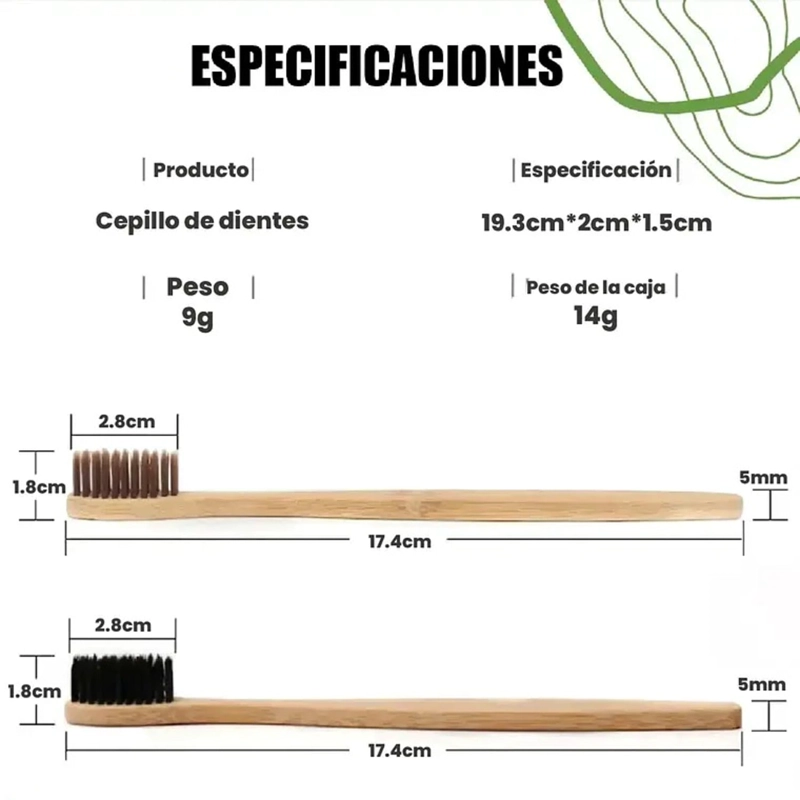CEPILLO DE DIENTES BAMBU ADULTO PACK 10 UNIDADES ECOLOGICOS - 4