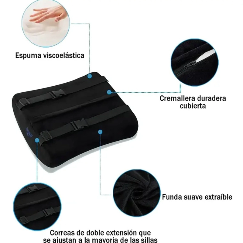COJIN LUMBAR Y COJIN ASIENTO SILLA ERGONOMICO VISCOELASTICO - 1