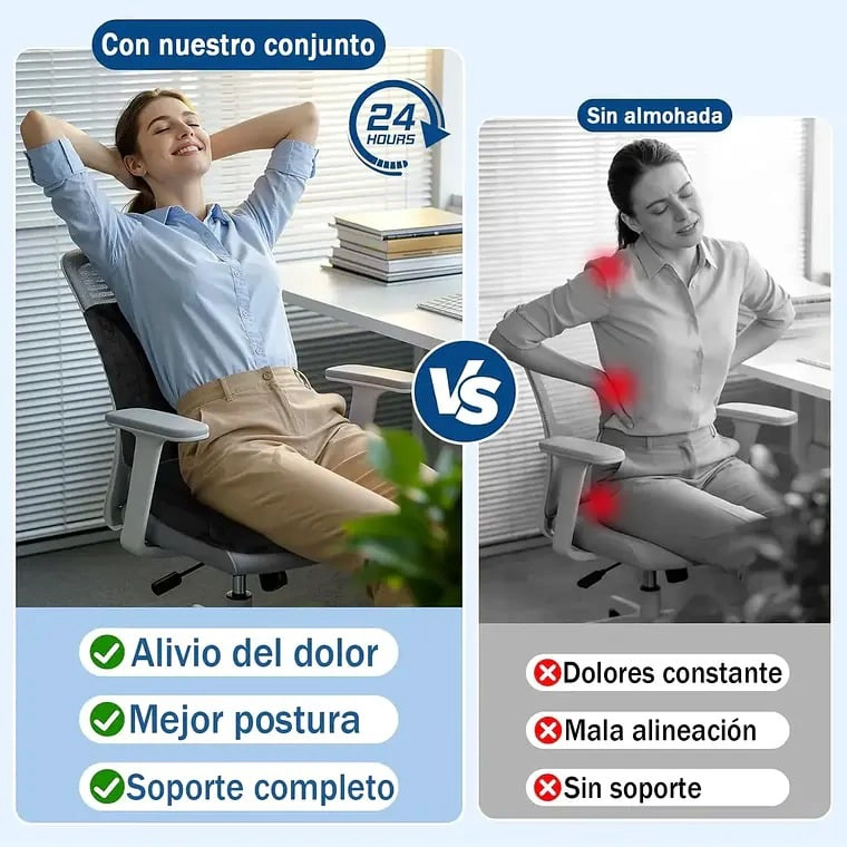 COJIN LUMBAR Y COJIN ASIENTO SILLA ERGONOMICO VISCOELASTICO - 5