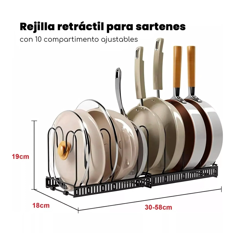 ORGANIZADOR DE SARTENES Y OLLAS CON COMPARTIMENTOS AJUSTABLE - 3