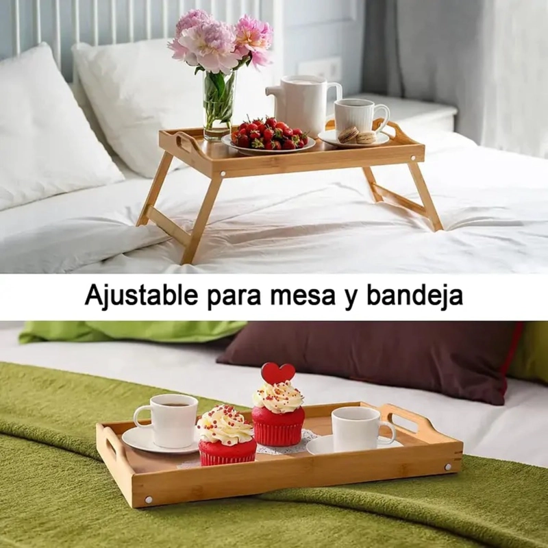 BANDEJA MESA PLEGABLE DE BAMBU PARA CAMA DESAYUNO NOTEBOOK - 1