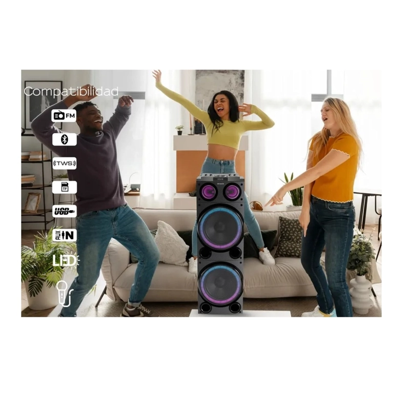 PARLANTE KARAOKE BLUETOOTH USB 100W TWS AWPOC14 - 5