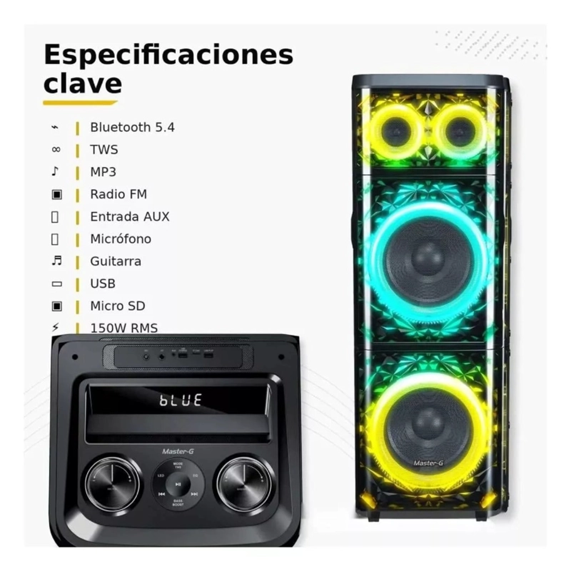 PARLANTE KARAOKE MASTER G MGTORCH 12” CON BLUETOOTH - 4