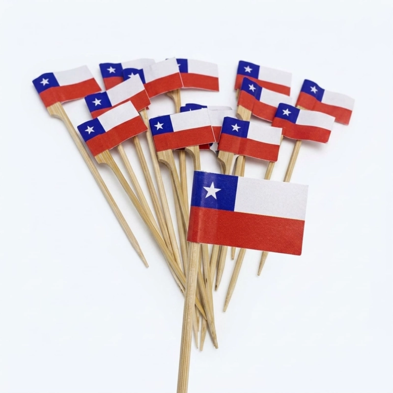 PACK X 4 BROCHETA PALETA CON BANDERA CHILENA 15 CM 20 UND – BIG PARTY - 3