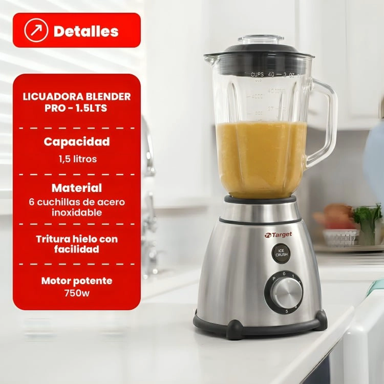 LICUADORA TARGET BLENDER PRO JARRA DE VIDRIO 750W 1.5LT - 4
