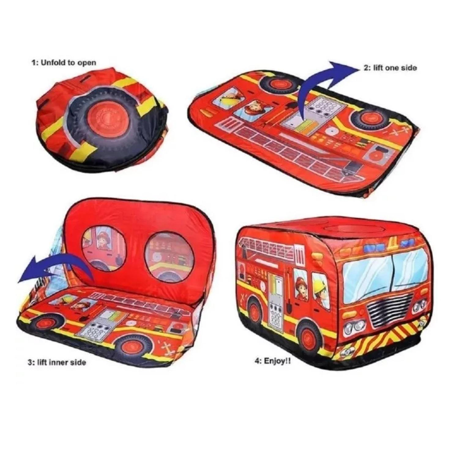 CARPA ARMABLE CENTRO JUEGOS DECO KIDS ROJO CAMIÓN BOMBEROS INFANTIL - 4