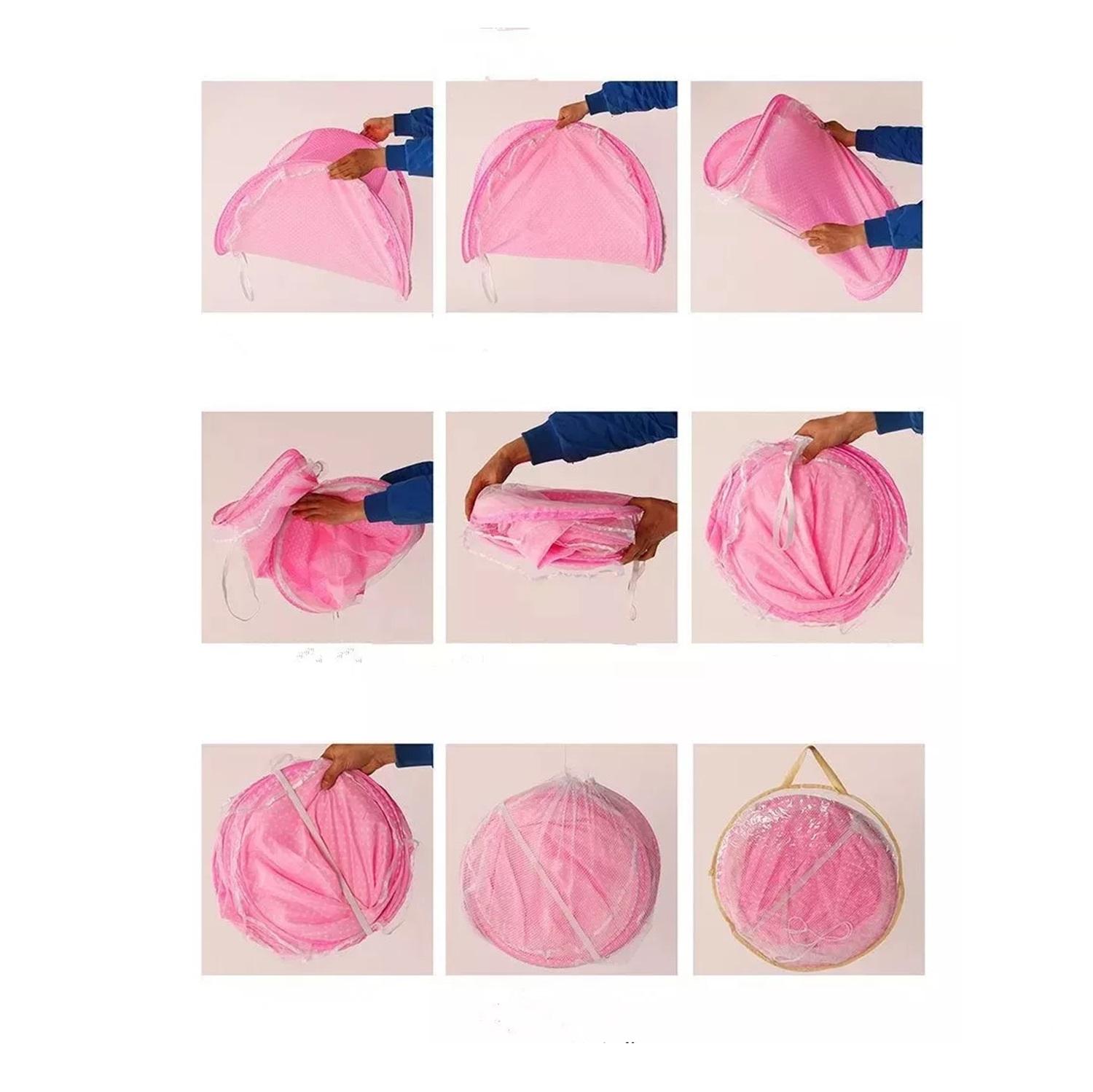 CARPA DECO KIDS MOSQUETERO PLEGABLE MALLA PORTÁTIL BEBES ROSADO - 3