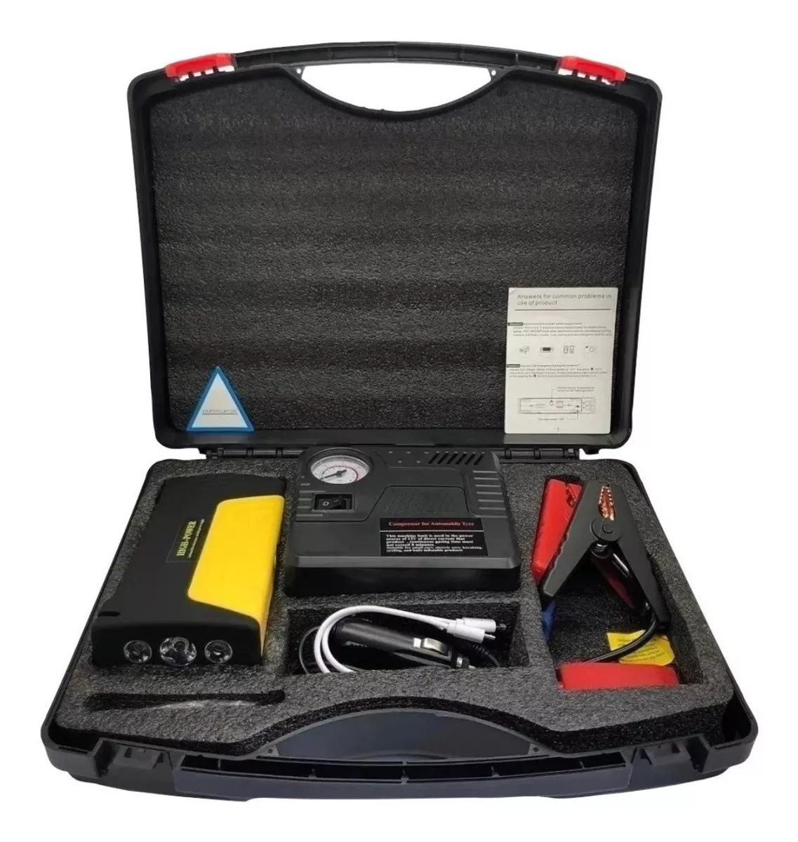 COMPRESOR DE AIRE KIT AUTO PARTIDOR + INFLADOR DE NEUMÁTICOS - 1