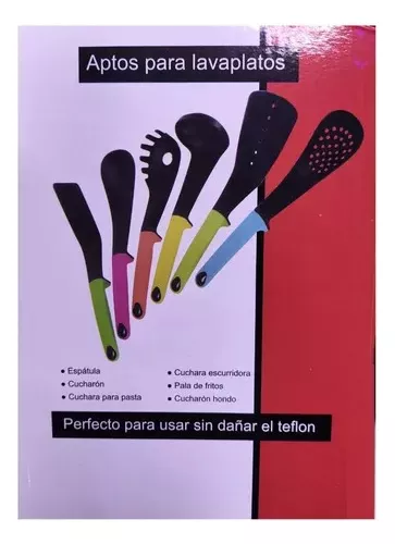 SET 6 UTENSILIOS DE COCINA ESPÁTULAS CUCHARA CUCHARON - 2