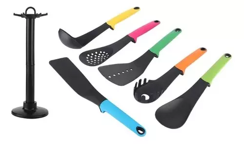 SET 6 UTENSILIOS DE COCINA ESPÁTULAS CUCHARA CUCHARON - 3