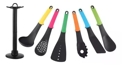 SET 6 UTENSILIOS DE COCINA ESPÁTULAS CUCHARA CUCHARON - 4