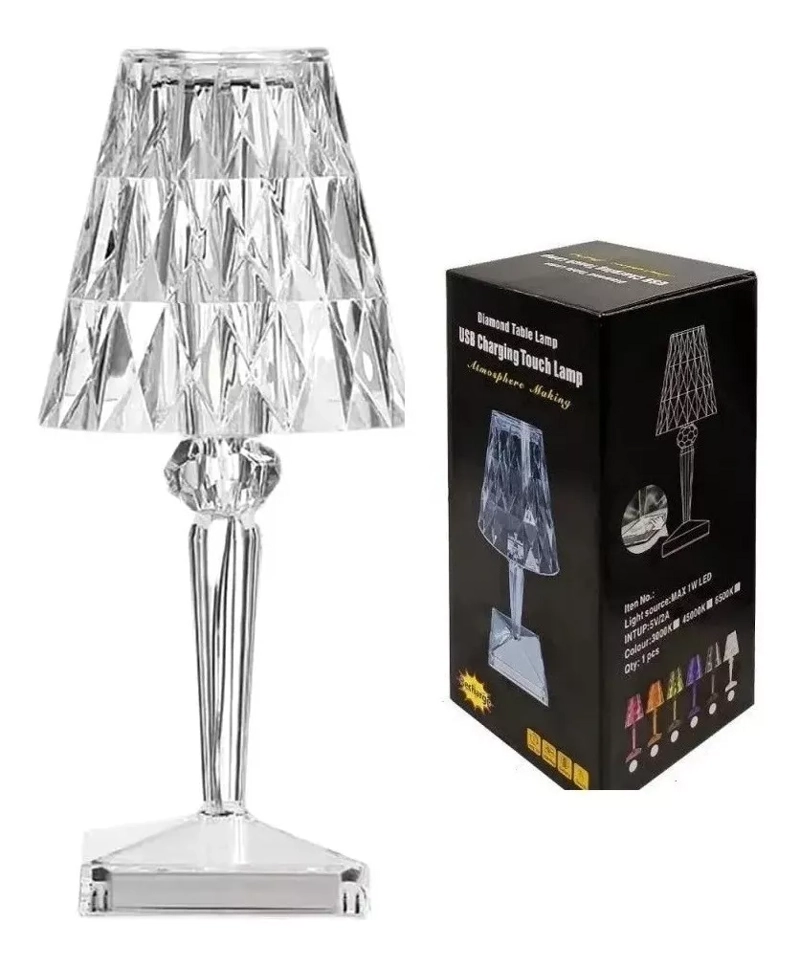 LÁMPARA MESA VELADOR DIAMANTE TACTIL USB - 1