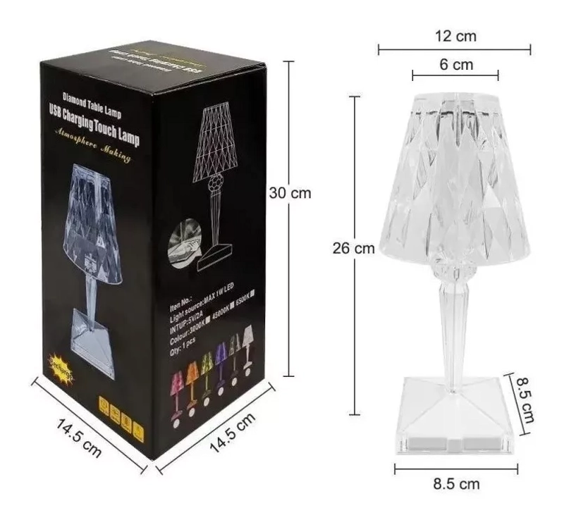 LÁMPARA MESA VELADOR DIAMANTE TACTIL USB - 3