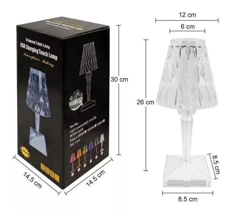 Lámpara De Mesa Diamante De Cerámica Gris De 15x23 Cm