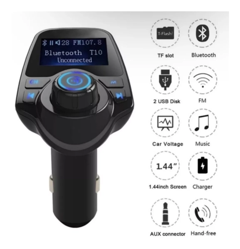 ADAPTADOR BLUETOOTH PARA AUTO DUAL USB MP3 CARGADOR AUTO - 2