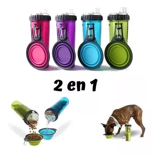 SET PERROS GATOS BOTELLA AGUA COMIDA + PLATO REGALO - 2