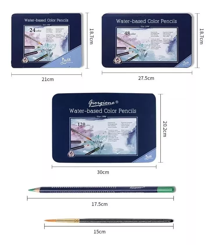 SET X24 LÁPICES DE COLORES GIORGIONE CAJA METÁLICA ACUAREABLES - 7