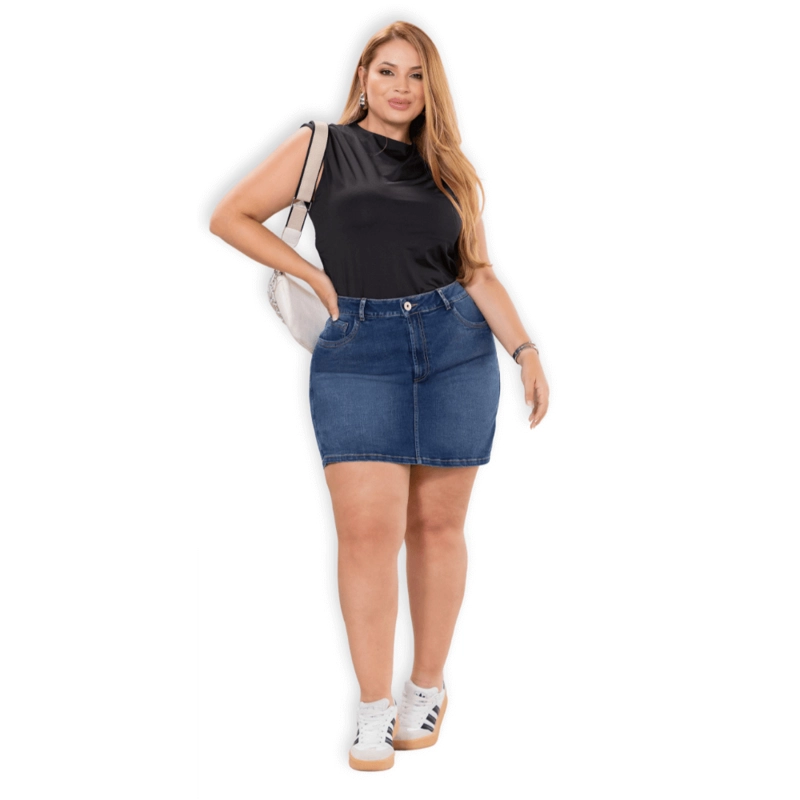 FALDA SHORT MUJER TALLA GRANDE - MEZCLILLA ELASTICADA COLOMB. P17091169 - 3