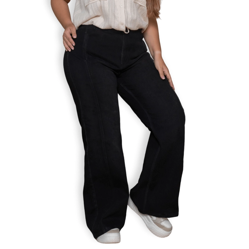 JEANS WIDE LEG NEGRO MUJER TALLA GRANDE – COLOMBIANO P22107137 - 1
