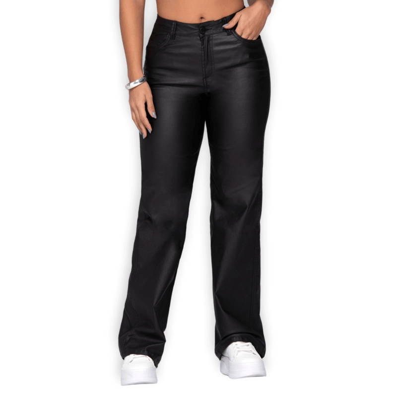 PANTALON MUJER EFECTO CUERO BOTA RECTA - COLOMBIANO T29036272 - 1