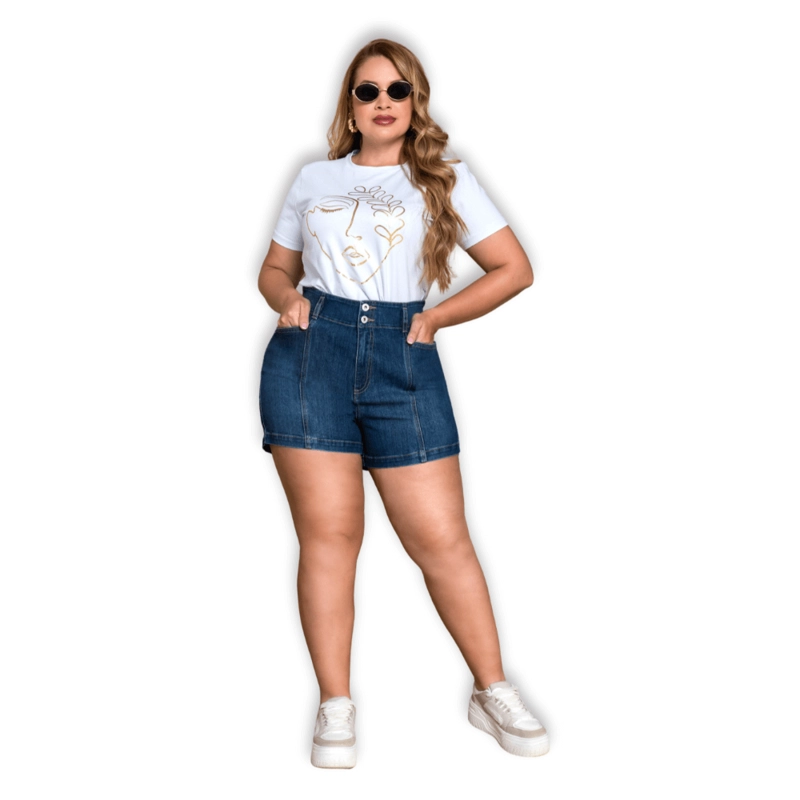 SHORT MUJER TALLA GRANDE TIRO ALTO COLOMBIANO ELASTICADO - P32097118 - 4