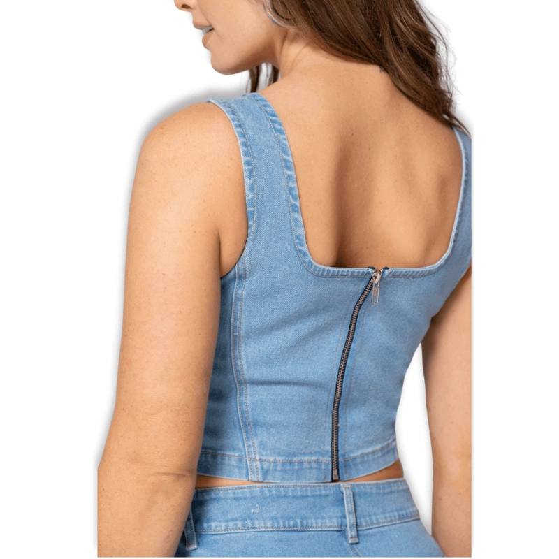 CROP TOP MEZCLILLA MUJER ELASTICADO - COLOMBIANO T03033677 - 2