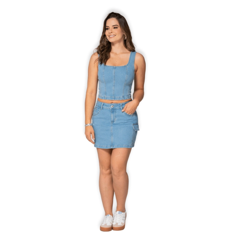 CROP TOP MEZCLILLA MUJER ELASTICADO - COLOMBIANO T03033677 - 4
