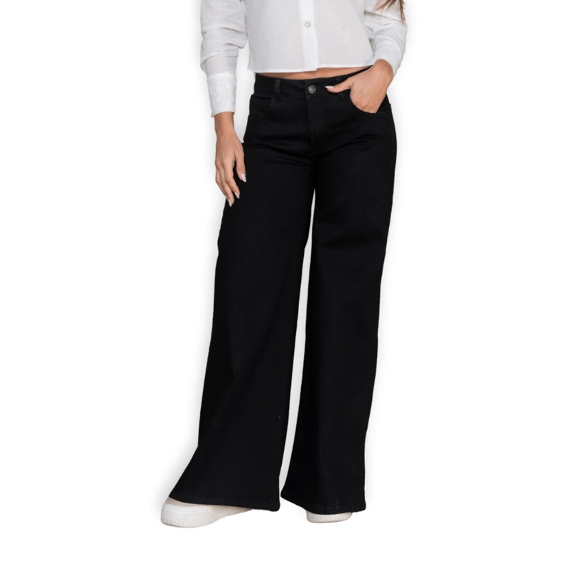 JEANS PALAZZO NEGRO MUJER TIRO ALTO COLOMBIANO - T22077134 - 1