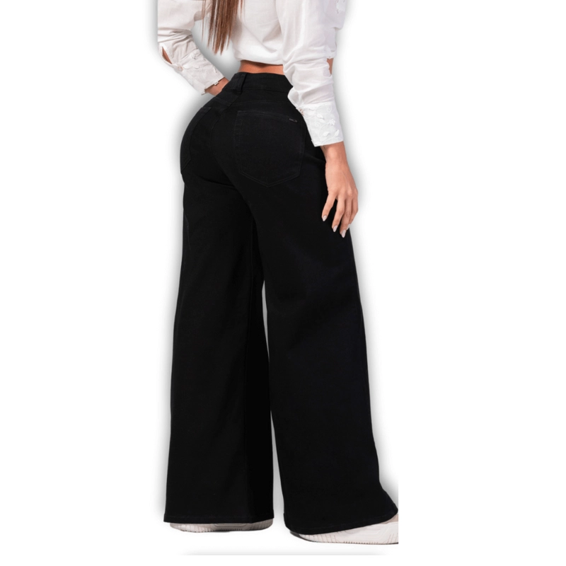 JEANS PALAZZO NEGRO MUJER TIRO ALTO COLOMBIANO - T22077134 - 2