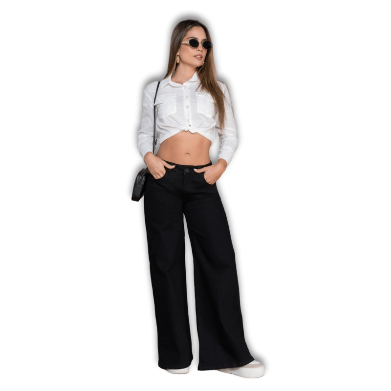 JEANS PALAZZO NEGRO MUJER TIRO ALTO COLOMBIANO - T22077134 - 4