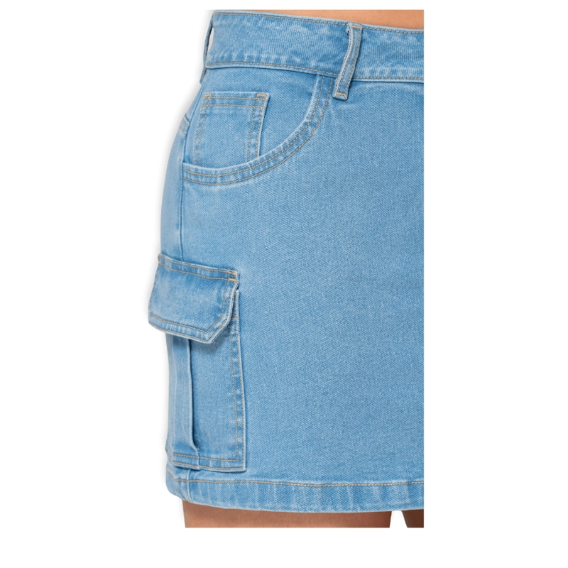 MINI FALDA CARGO MEZCLILLA AZUL CLARO MUJER - T17035155 - 4