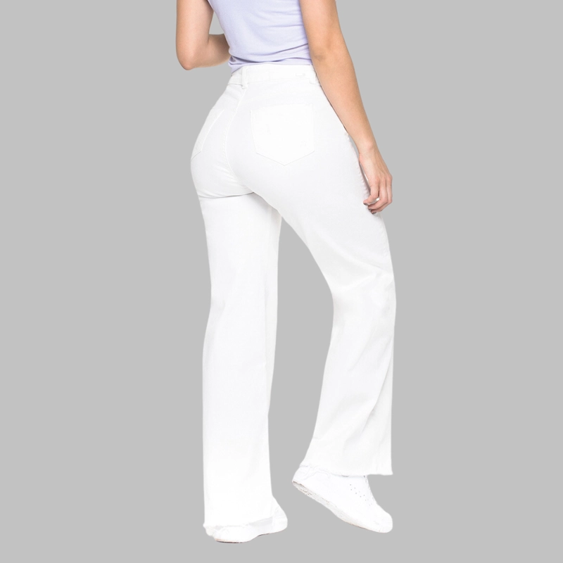 JEANS WIDE LEG MUJER BLANCO NATURAL TIRO ALTO ELASTICADO COLOMBIANO T29107005 - 2