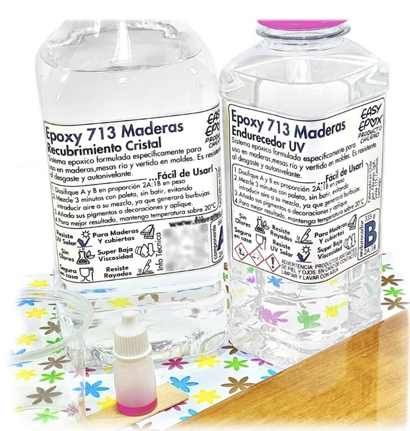RESINA EPÓXICA PARA MADERAS TRANSPARENTE 1 LITRO + 1 COLOR. - 1