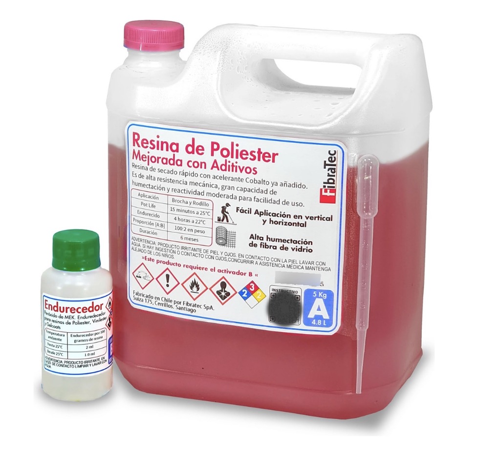 RESINA FIBRATEC NUDE POLIESTER. 5 KG + ENDURECEDOR + PIPETA - 2