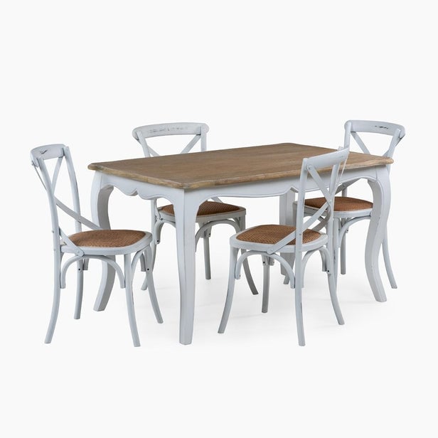 JUEGO COMEDOR MESA VITTORIA BLANCA + 4 SILLAS RETRO BLANCA - 2
